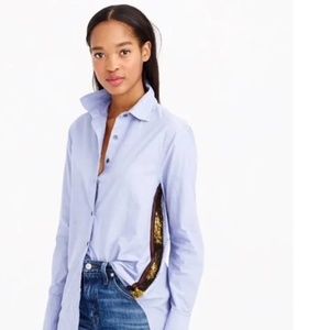 J. CREW SEQUIN SIDE-STRIPE SHIRT IN BLUE SZ 6 B5034